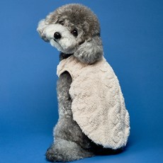 DOG-i 狗狗絨毛麻花T恤, 象牙白