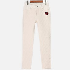 시크폭스 여성용 퀼팅패치 누빔 기모 일자팬츠