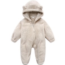 BEBENIZ 熊耳造型刷毛連帽長袖連身衣