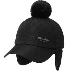 Cleveland GOLF 女款毛球耳罩式高爾夫絎縫球帽 CGWCP24005, 黑色, 1個