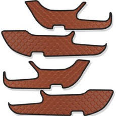 GMZ MOTORS 安全防刮菱格紋皮革車門保護套組, 棕色, G4 Rexton, 雙龍