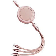 nex one 3合1 66w PD C-type 8-pin 5-pin 捲線式高速充電線, 1.1m, 1個, 粉紅色