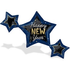 超級造型天體新年星星鋁箔氣球, 單一顏色, 2個
