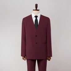 DIELCRI 男士大尺碼基本款無領外套 + 長褲西裝套裝