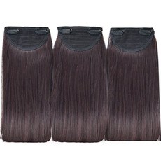 HiYuni 短髮豐盈髮根蓬鬆接髮髮片, 深棕色, 3個