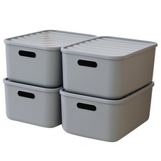 BONOHOUSE Living Box儲藏室收納盒, 4個, 灰色, M(264 x 372 x 162 mm)