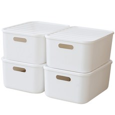 BONOHOUSE 收納箱 食品儲藏室整理盒, 4個, 白色, M(264 x 372 x 162 mm)