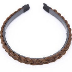 HiYuni 麻花辮細假髮髮帶, 淺棕色, 1個