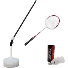 Bae Ggot運動羽毛球自助練習器球拍+彈力帶+球 3入+彈力帶 40入+水注入底座 3入組, 混合顏色