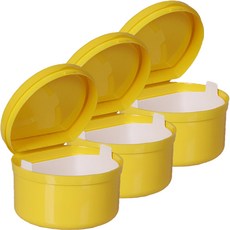 다르니나 틀니 치아 수납 보관 케이스, 옐로우, 3개