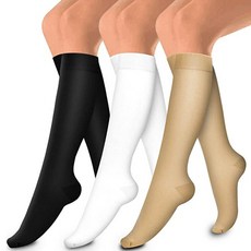 몬스터 스포츠 압박 양말 3족 세트, 블랙 + 화이트 + 베이지, 1세트