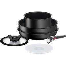 Tefal 特福 魔法手橙色Artisan多功能6件組, 黑色, 煎鍋26cm+炒鍋26cm+湯鍋18cm+玻璃蓋18cm+密封蓋18cm+魔術手
