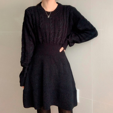 구디프 여성용 슬림허리 도톰 니트 원피스