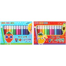 1000 迷你12色彩色簽字筆 2種 x 12入組, 天藍色, 紅色, 1套