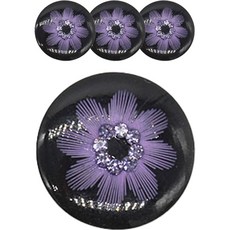 水鑽開襟衫大衣鈕扣 花朵1 25mm, 紫色, 4個