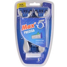 블루마켓 스테인리스 5중 면도날 1회용 면도기, 5개입, 1개