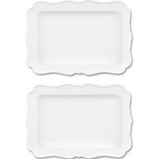 Vintage Flower Lace 方形花瓣盤, 白色