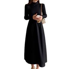 구디프 여성용 터틀넥 긴팔 니트 롱 원피스