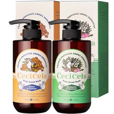 CeciCela 香氛精油身體磨砂沐浴乳 柑橘與馬鞭草 500ml + 尤加利與迷迭香 500ml 套組, 1個
