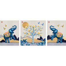 KMELLIE 控股公司 相框型 3D 招財象 圓形 鑽石畫 DIY套組 3件組, 1套, 混合色