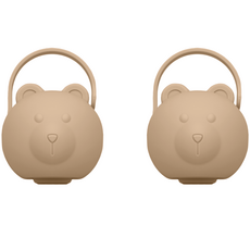 티지엠 국산 유아용 곰돌이 노리개 젖꼭지 보관 케이스, 탠브라운, 2개