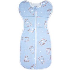 Baby Story 嬰幼兒用觸覺刺激功能性Swaddle Line包巾, 02 熊熊愛心 藍色