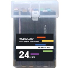 Fullcolors 全彩 油性雙頭麥克筆+手提硬式收納盒組, 24 種顏色, 1套
