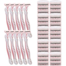 에이치픽 휴대용 6중날 면도기 10p + 리필 30p 세트 핑크, 1세트