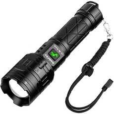 New En J75W XHP160可充電LED新鮮攜帶式手電筒 單品, 黑色的, 1個