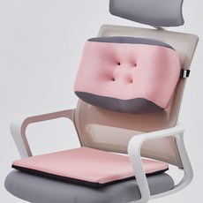 ccumel 輔助靠背腰墊+記憶棉坐墊組, 搗碎粉紅色