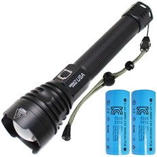 뉴엔 J73W XHP90 충전식 LED후레쉬 휴대용손전등 5000mAh 풀세트, 1세트, 블랙