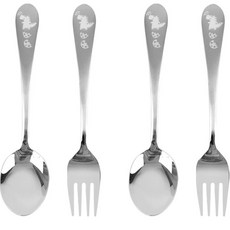 Cool Dino 不鏽鋼湯叉組, 單一顏色, 湯匙 2p + 叉子 2p