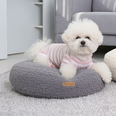 REDPUPPY 寵物貝果坐墊 中型, 牛奶灰, 1個