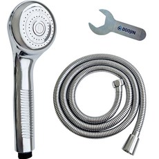 DOOJIN 手持式蓮蓬頭+韓國製造黃銅金屬沐浴軟管 1.5m+板手組, 1組