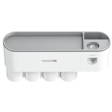 Block Mart 浴室用壁掛式四人牙刷架, 灰色, 1個