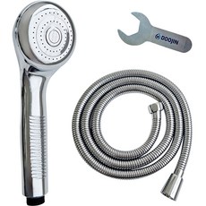 DOOJIN 手持式蓮蓬頭+韓國製造黃銅金屬沐浴軟管 2m+板手組, 1組