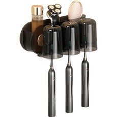 Block Mart 3孔壁掛式牙刷杯架組, 1個, 黑色