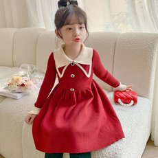 Misopapa 女童款 Casio 雙層領珠飾連身裙