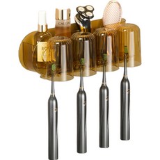 Block Mart 四孔壁掛式牙刷杯架組, 金色, 1個