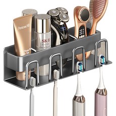 블럭마트 4구 무타공 칫솔꽂이, 실버, 1개