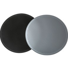 더베네펫 반려동물 밥그릇 실리콘 원형 식기매트 2종 세트 30cm, 그레이, 블랙, 1세트