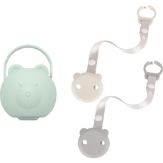티지엠 곰돌이 노리개 젖꼭지 보관 케이스 + 홀더 2종 + 홀더 케이스 2p 세트, 세이지그린(보관케이스), 딥그레이(홀더), 라이트그레이(홀더), 올리브(홀더케이스), 1세트