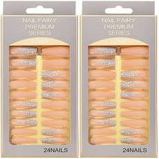 MA 그라데이션 글리터 발레리나 네일팁, TYPE6, 2개