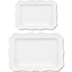 花瓣長方形盤2件組, 白色, 1個