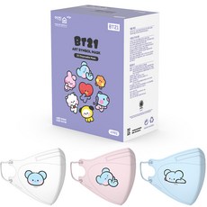 Eorinsum Line Friends BT21 Art Symbol KOYA蝶型彩色口罩 大 3款各10片組, 1套, 白色，淺粉色，天空
