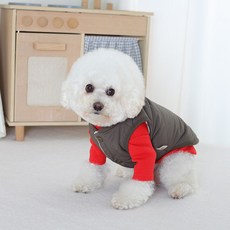 AMYLOVESPET 寵物Cony鋪棉背心 + 標籤高領衫組合, 卡其色(背心), 隨機出貨(標籤高領衫)