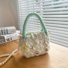 克萊兒 棉花糖雲朵包 珍珠鏈 DIY材料包 成品 + 飾品隨機出貨, 1套, 04 綠色