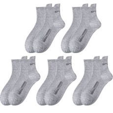 어바웃핏 남성용 스포츠 중목 양말 5족 세트, 그레이