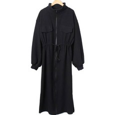 린다샵 여성용 크시빈 허리 스트링 골지 포켓 박시핏 집업 롱 원피스 cpops8412k2c