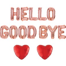 조이파티 은박풍선 HELLO + GOOD BYE + 하트 2p 세트, 로즈골드(HELLO, GOOD BYE), 레드(하트), 1세트